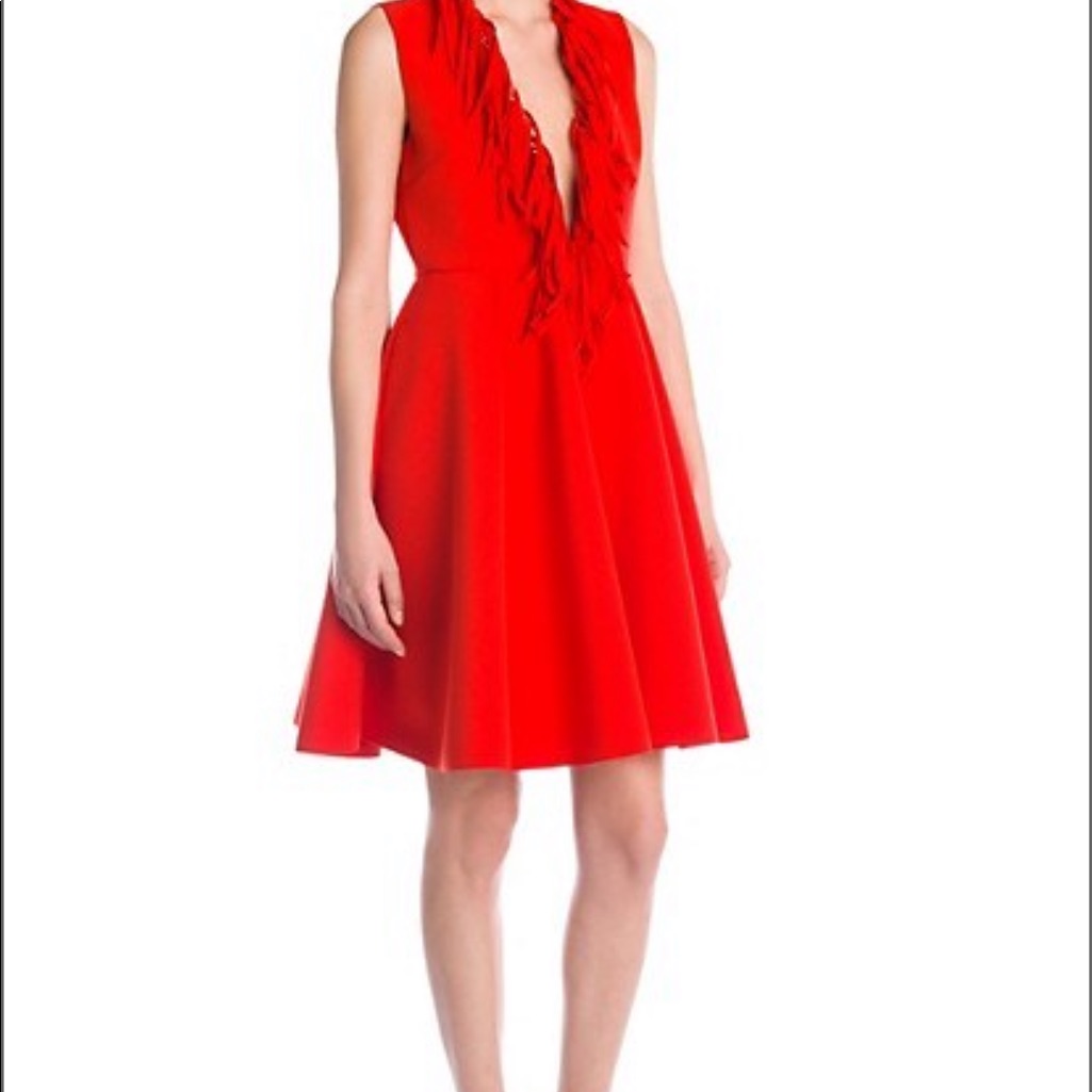 Msgm Red Mini Fringe Dress Nwt